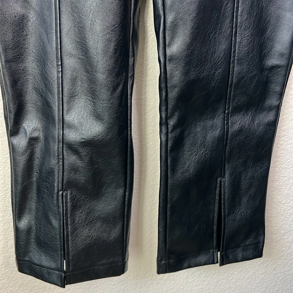 Wildfox Princess Seams Faux Leather Split Hem Pants Size S In Black Beauty